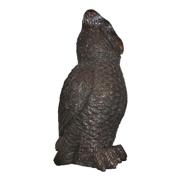 Gothic owl statue black with silver glitter witchy Halloween Goth - Picture 4 of 5